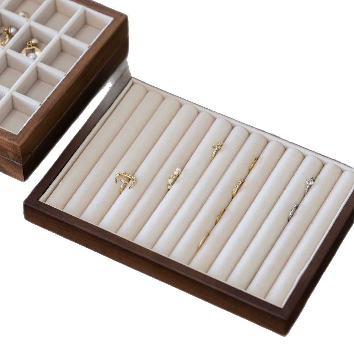 Walnut Jewelry Tray Counter Jewelry Storage Large Capacity Ring Tray Earring Tray Necklace Jewelry Box Jewelry