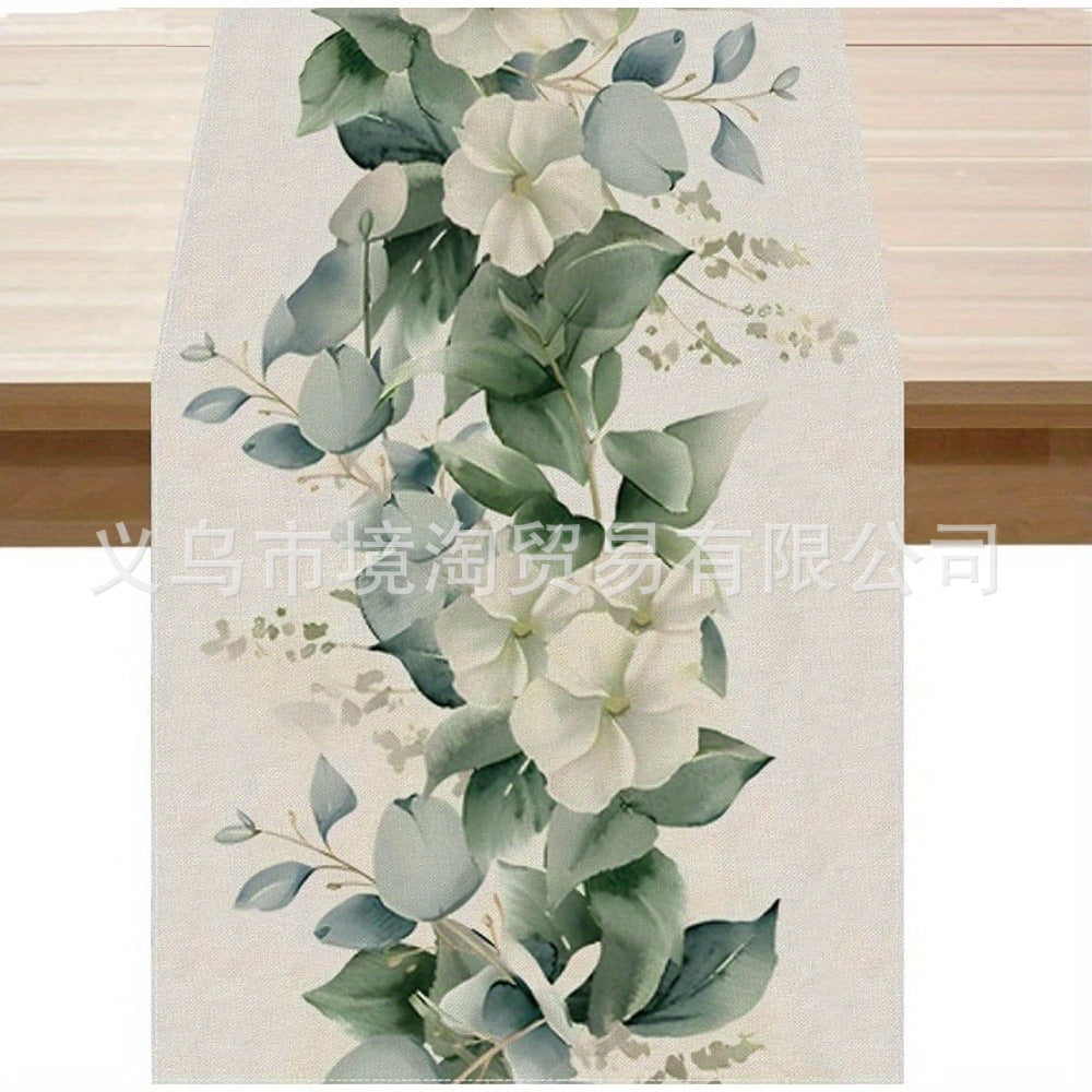 Linen Table Runner Pastoral Flower Lemon Summer Home Dining Table Outdoor Decoration Printed Tablecloth Table Runner
