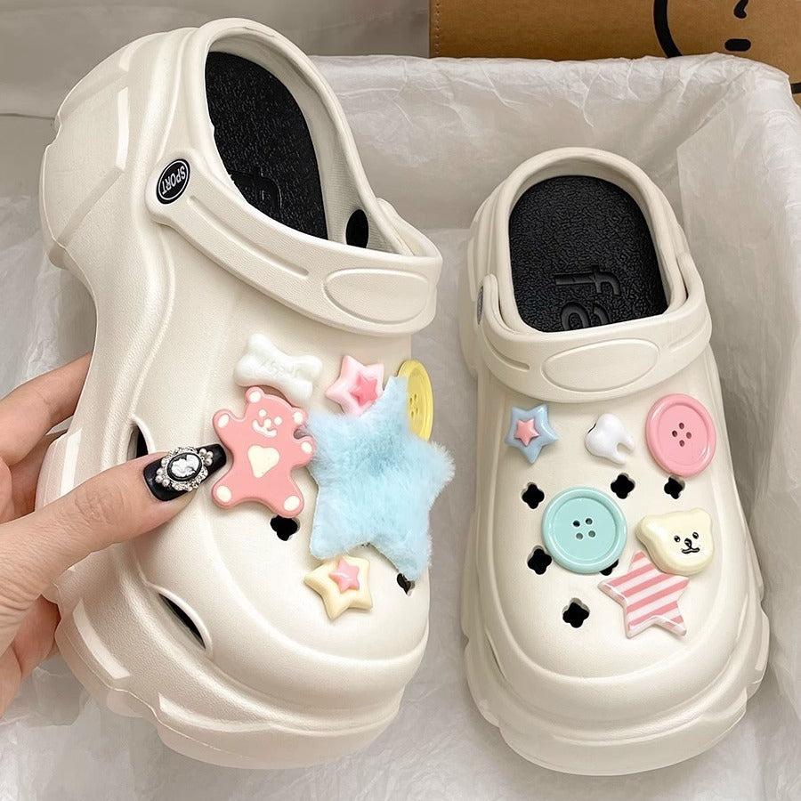 Trendy Internet-Famous Non-Slip Slippers with a Thick Sole and Closed-Toe Design for Women, Summer 2026 New Versatile Super Popular Clogs