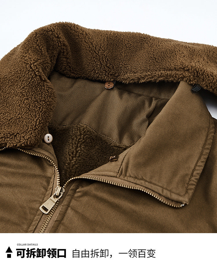 2025 New Winter Men's Workwear Large Size Imitation Wool Velvet Cotton Jacket Men's Warm Cotton Clothing Winter Cotton Clothing 7958
