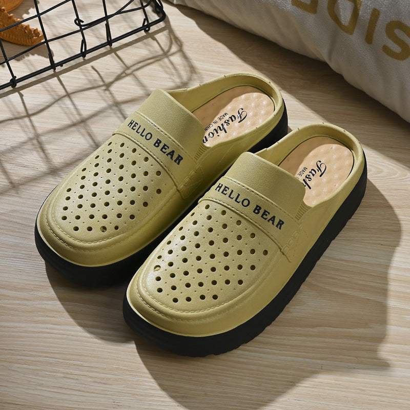Summer Baotou Beach Shoes Women's Hollow Breathable Non-slip Non-slip Soft Bottom Comfortable Outer Wear Casual Beach Shoes Women's Hole Shoes