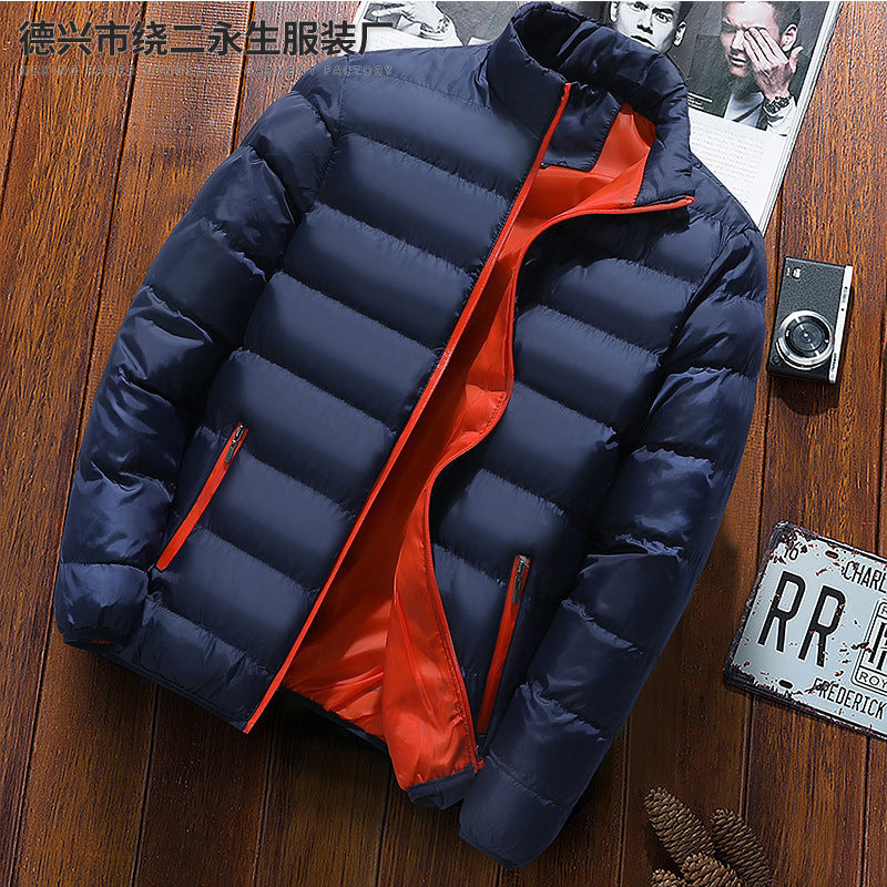 Men's Winter Thickened Sports Stand Collar Cardigan Outdoor Cotton Jacket Casual Coat Fashion Warm Cotton Top Trendy