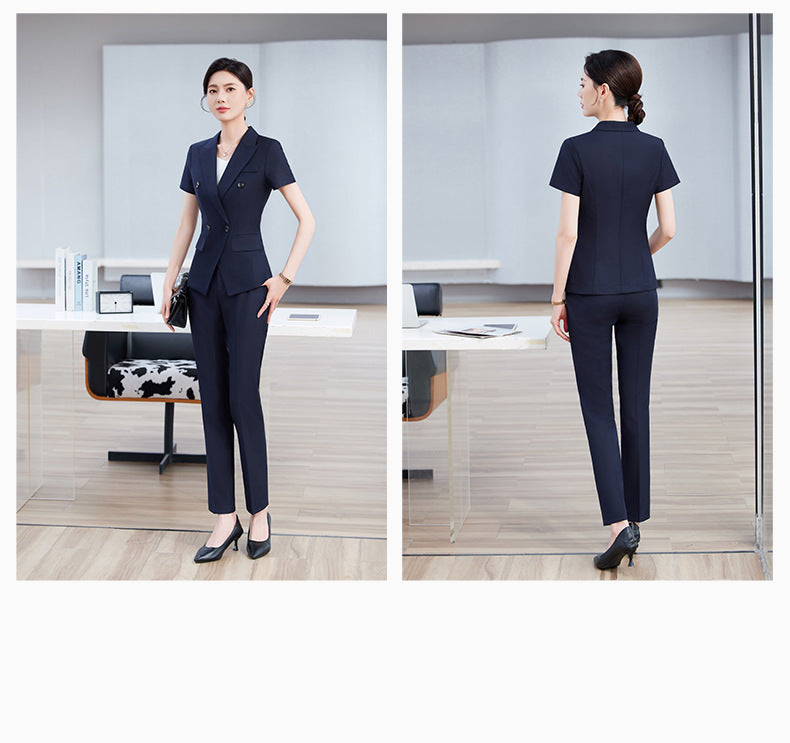 High-End Short-Sleeved Suit for Women 2025 Summer New Style Professional Wear Hotel Manager Bank Work Clothes