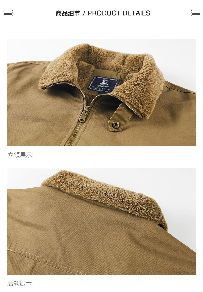 2025 New Winter Velvet Casual Cotton Outwear Men's Large Size Thickeneded Lapel Cotton Jacket Work Jacket 5869A