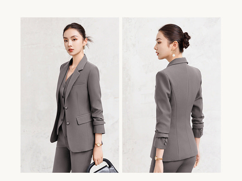 Cross-Border Red Hostess Suit Set for Women, Formal Attire for Broadcast Art Exams, Speech Competitions, Interviews, and News Anchor On-Camera Appearance