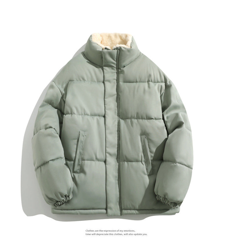 Cross-border Winter New Men's Loose Collar fleece-lined Cotton-padded Clothes Korean Style Youth Fashion Trendy Casual Cotton-padded Jacket