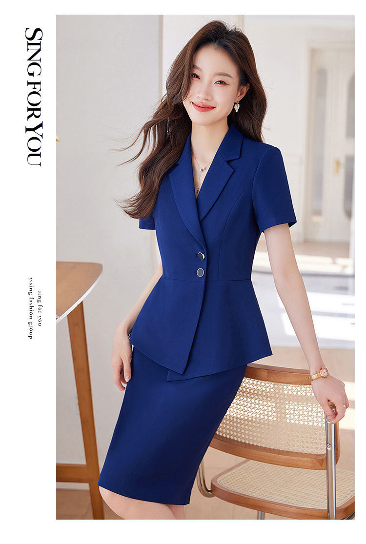 Short-Sleeved Suit Women's Summer 2025 New Classy Formal Hotel Jewelry Front Desk Professional Elegant Work Clothes