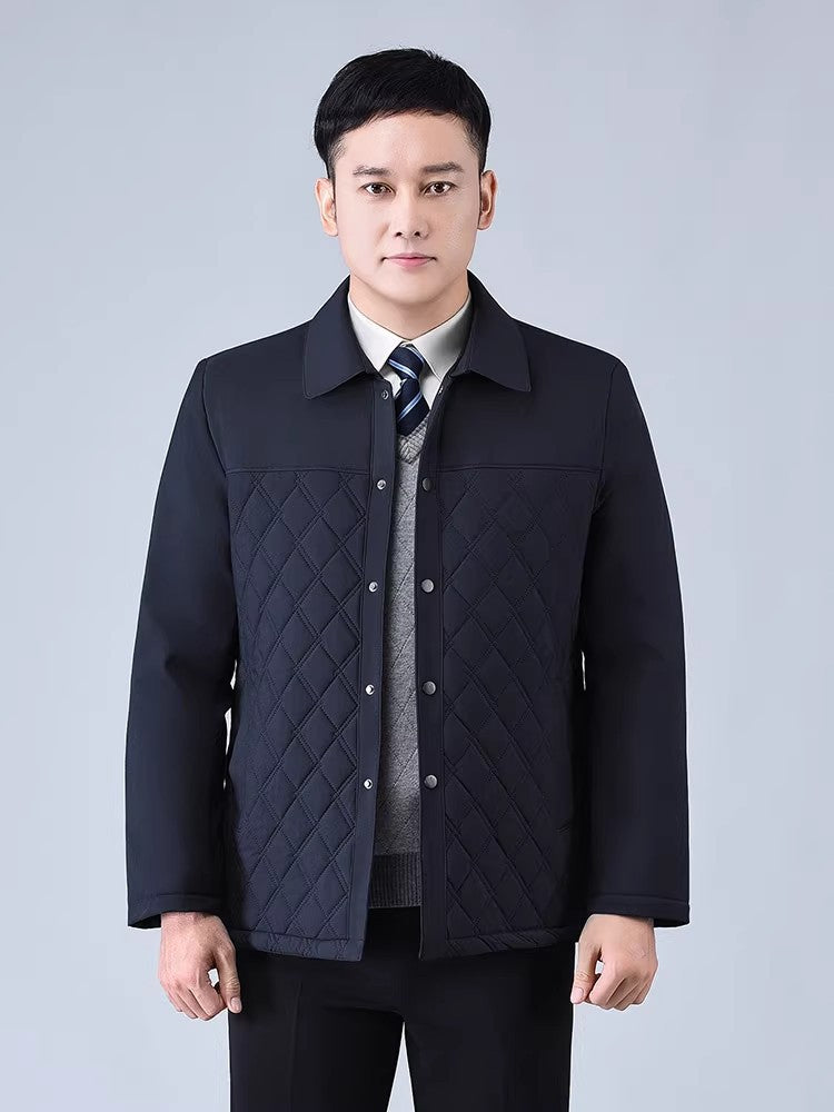 Dad's Winter Outwear, Cotton-Padded Outwear, Middle-Aged and Elderly Men's Cotton-Padded Thickeneded Cotton-Padded Jacket, Autumn and Winter Grandpa's Stand-Up Collar Top