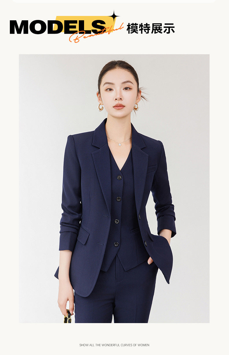 Cross-Border Red Hostess Suit Set for Women, Formal Attire for Broadcast Art Exams, Speech Competitions, Interviews, and News Anchor On-Camera Appearance