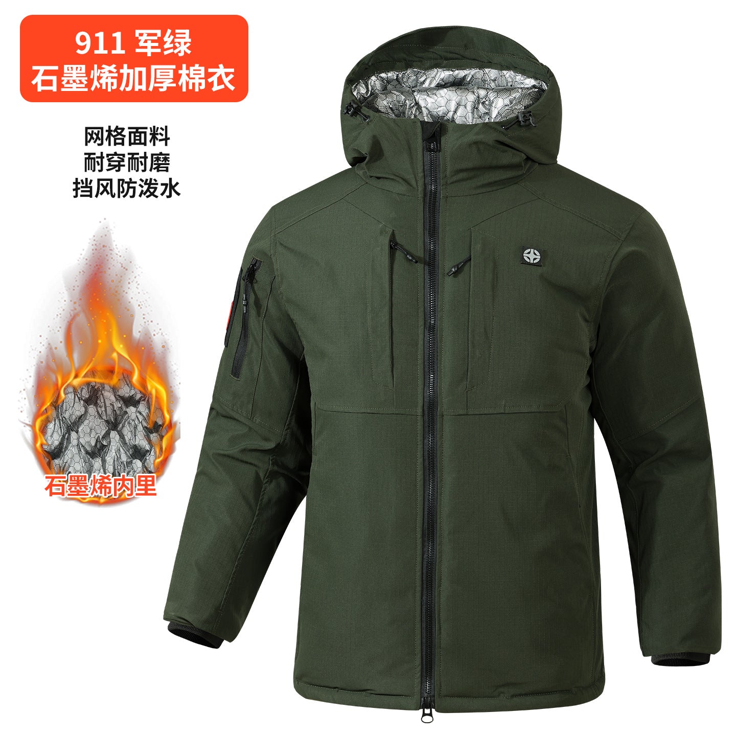 Upgraded Graphene Camouflage Cotton Coat, Thickeneded Cold-Proof and Waterproof Cotton Coat, Anti-Scratch and Wear-Resistant Cotton Jacket, Cold Storage Warm Cotton Coat