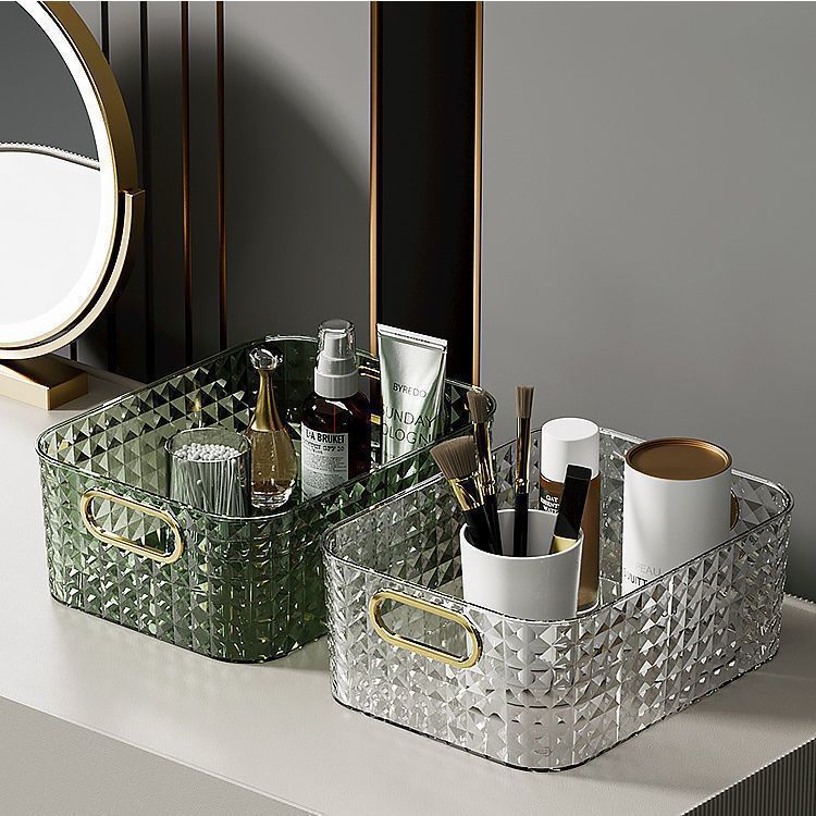 European and American Light Luxury Desktop Cosmetic Storage Box Transparent PET Advanced Dressing Table Mask Sundry Snack Storage Box