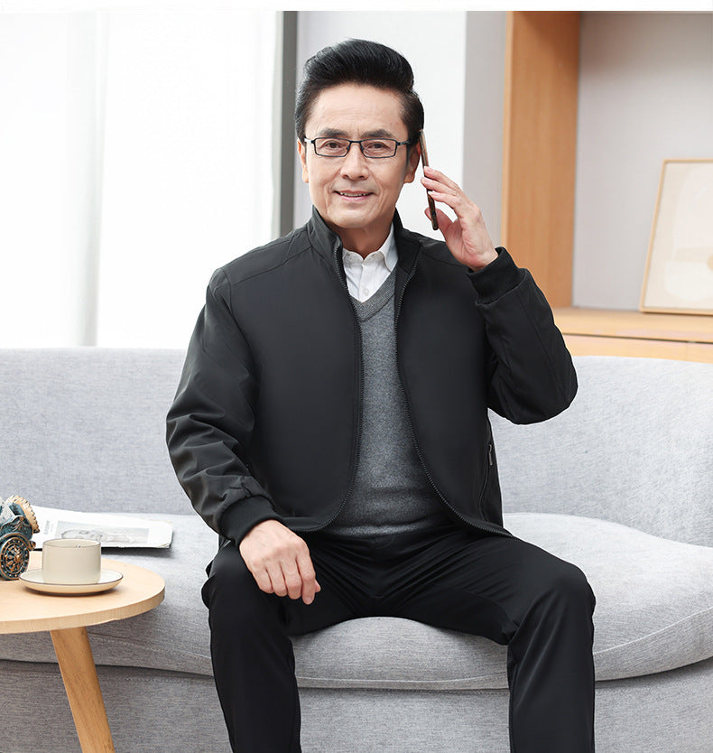 Classic Explosions plus size Middle-aged and Elderly Dad Clothes Winter fleece-lined Thickened Executive Collar Thickened fleece-lined Jacket