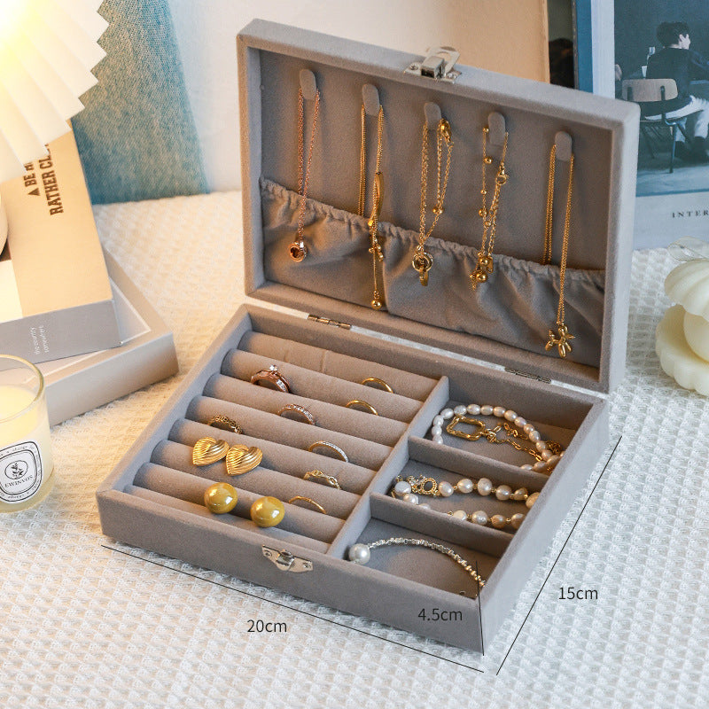 Flannel Jewelry Storage Box Dustproof High-grade Large Capacity Jewelry Box Earrings Bracelet Necklace Storage Display Jewelry Box
