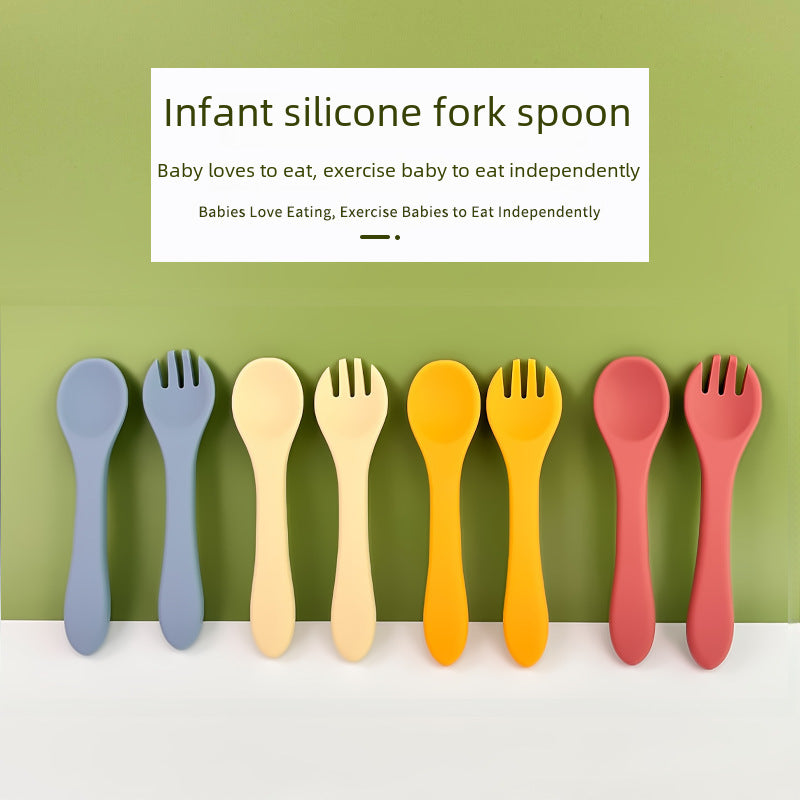 Children's Tableware Baby Feeding Auxiliary Food Spoon Portable Household Tableware Food Grade Silicone Baby Eating Training Spoon
