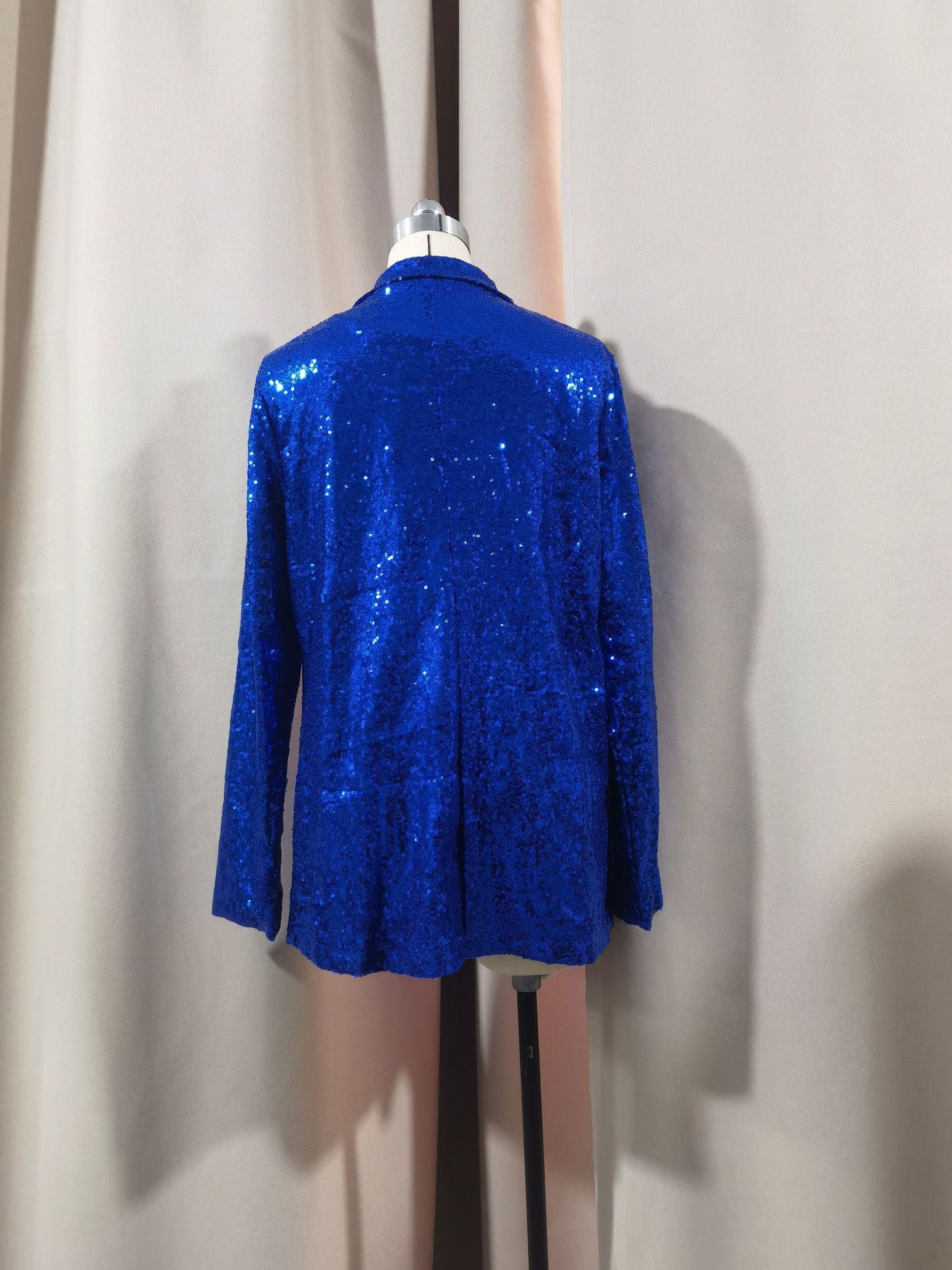 European and American Amazon Cross-border New Commuter Style Solid Color Cardigan Suit Collar Long Sleeve Casual Sequin Suit Jacket Women