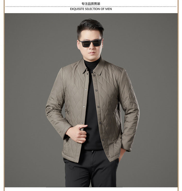 24 Winter Men's Cotton Jacket for Young and Middle-Aged, Casual Trendy Warm Silk Cotton Coat, Casual Outerwear for Men