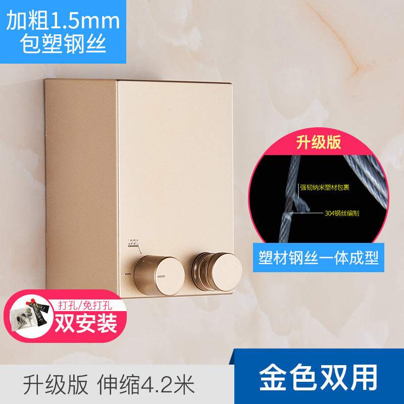 Invisible Clothesline Clothes Artifact Rope Indoor Punch-free Toilet Invisible Telescopic Balcony Rack