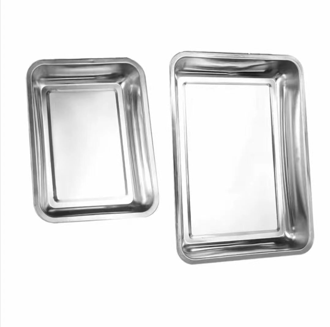 Stainless Steel 304 Square Tray with Magnetic Properties, Rectangular Tray Without Magnetic Plate, Steamed Cake and Rice Roll Tray, Oven Baking Tray, Steamed Rice Tray