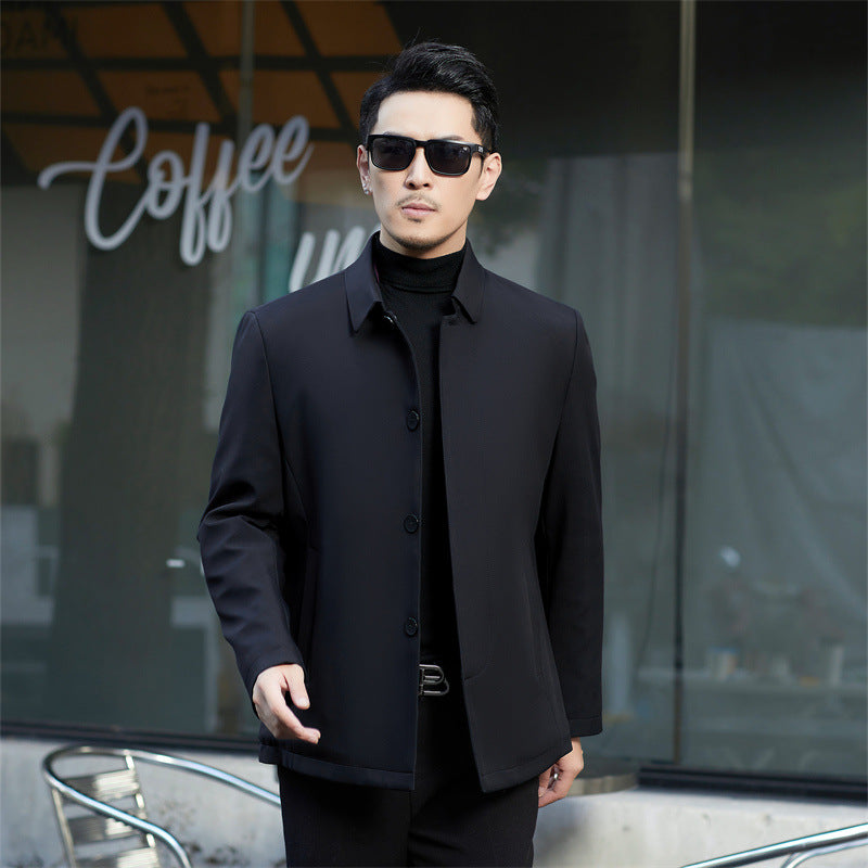2024 Winter Coat Thickened Cotton-padded Jacket Men's High-grade Mulberry Silk Cotton-padded Jacket for Middle-aged and Elderly Dads Business Casual Jacket