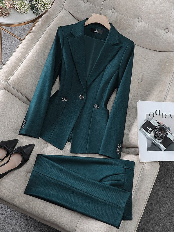 Amazon European and American Cross-Border Popular Commuter Foreign Trade Women's Blazer Professional Pants Dress Two-Piece Suit