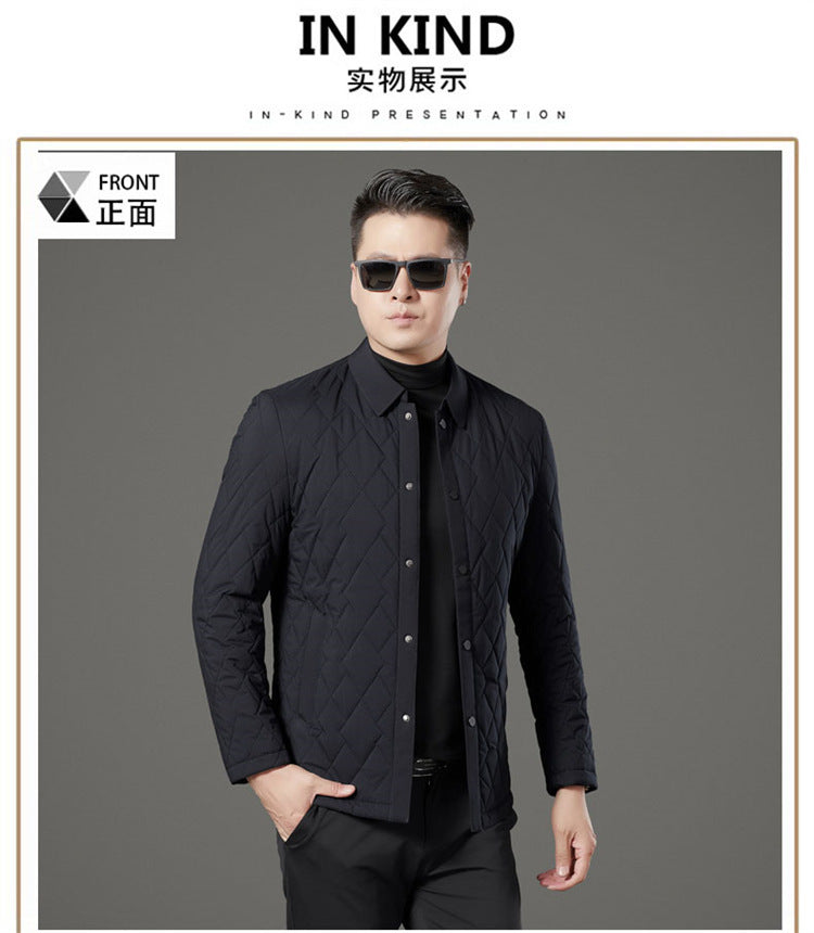 24 Winter Men's Cotton Jacket for Young and Middle-Aged, Casual Trendy Warm Silk Cotton Coat, Casual Outerwear for Men