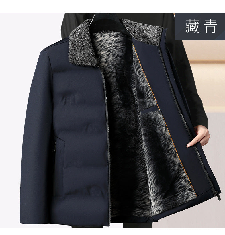 Middle-Aged and Elderly Men's Winter Cotton-Padded Jackets, Dad's Velvet Thickeneded Jackets, Elderly Grandpa's Cotton-Padded Jackets, Loose Grandpa's Cotton-Padded Jackets