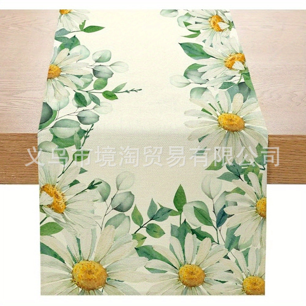 Linen Table Runner Pastoral Flower Lemon Summer Home Dining Table Outdoor Decoration Printed Tablecloth Table Runner