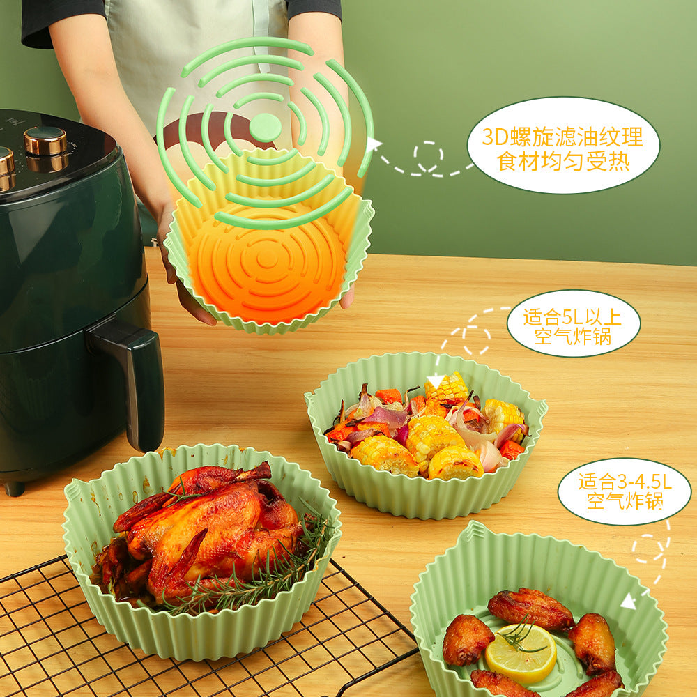 New Amazon Spot Air Fryer Easy to Clean Round Silicone Baking Pan Fryer Baking Pan Mat High Temperature Resistant Kitchenware