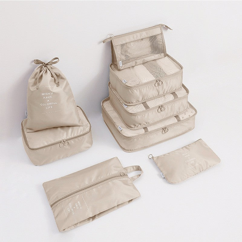 Travel Storage Bag Eight-Piece Storage Bag Waterproof Oxford Cloth Business Trip Makeup and Toiletry Classification Storage Set