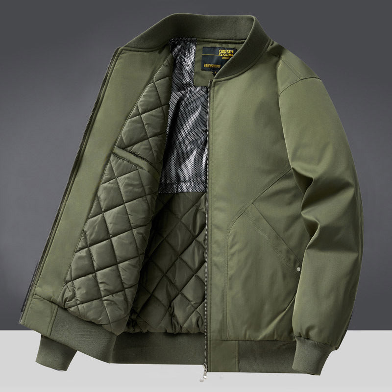 Autumn and Winter New Quilted Jacket Men's Casual Retro Versatile Baseball Uniform American Workwear Thickeneded Warm Cotton Jacket