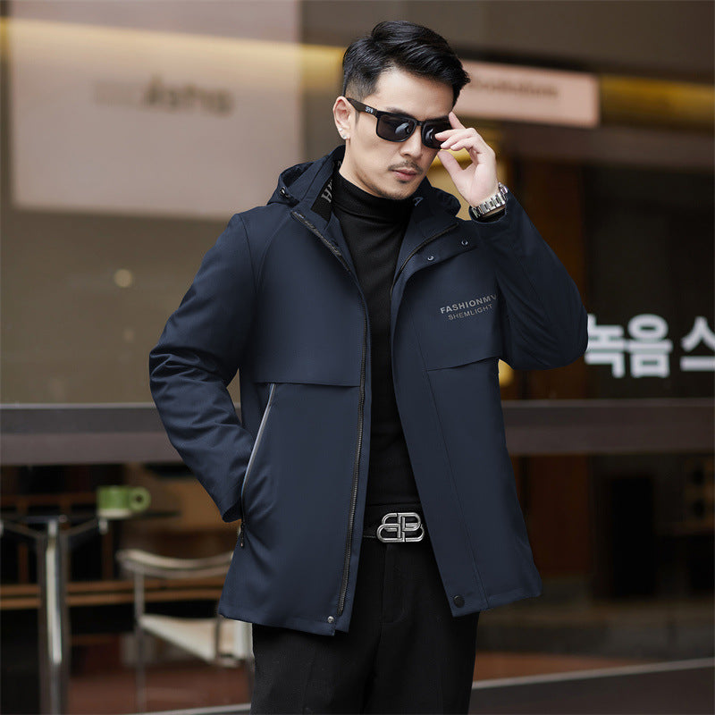 2024 Winter Nidao Men's Fur Middle-aged and Elderly Rex Rabbit Coat Cotton-padded Jacket Dad Cotton-padded Jacket Down Pike