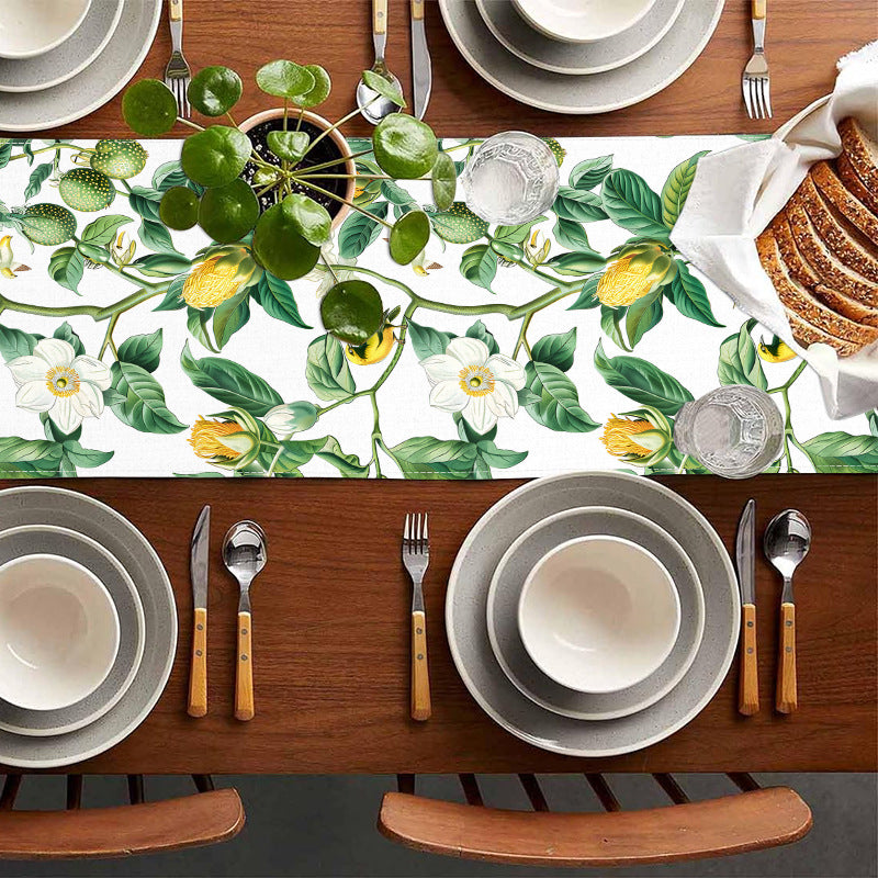 Cross-border new passion fruit table runner American Amazon linen living room coffee table dining table table mat decorative tea tablecloth