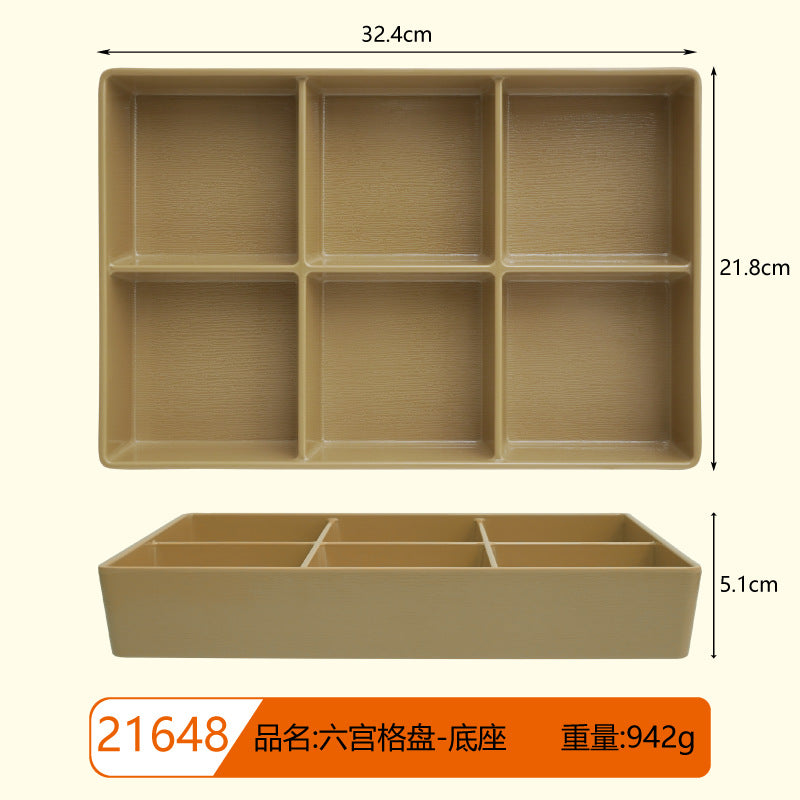 Melamine Korean-Style Divided Plate Tray Snack Kimchi Plate Nine-Compartment Food Set Commercial Custom Divided Plate