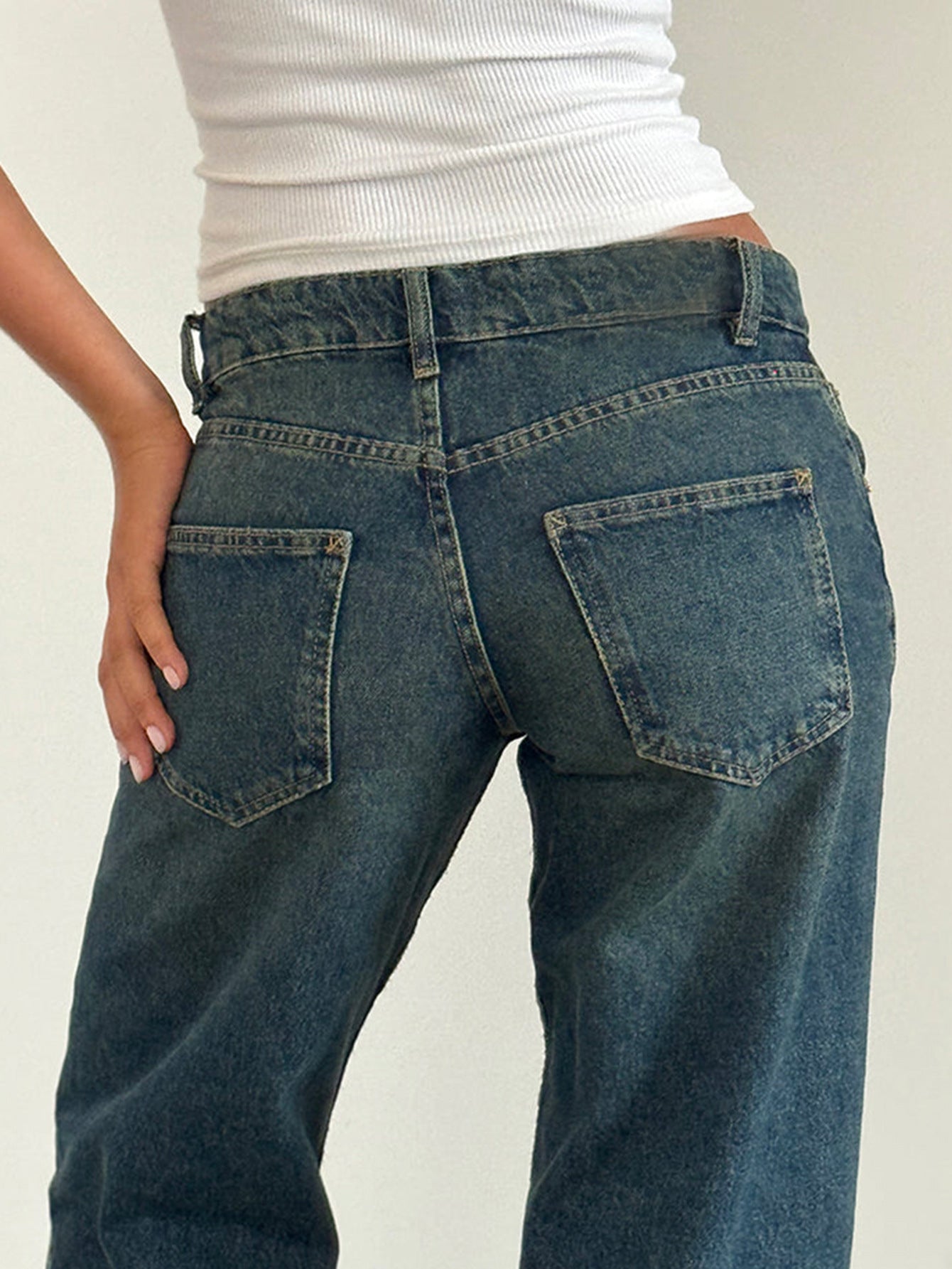 Amazon AliExpress TEMU New Cross-border Special for High Quality European and American Women Straight Tube Micro Horn Denim Pants