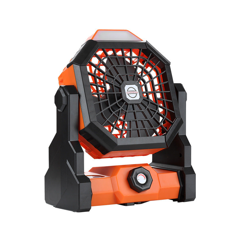Tent Outdoor Fan Portable High Wind Rechargeable Electric Fan Camping Lighting Hook Household Summer Small Fan
