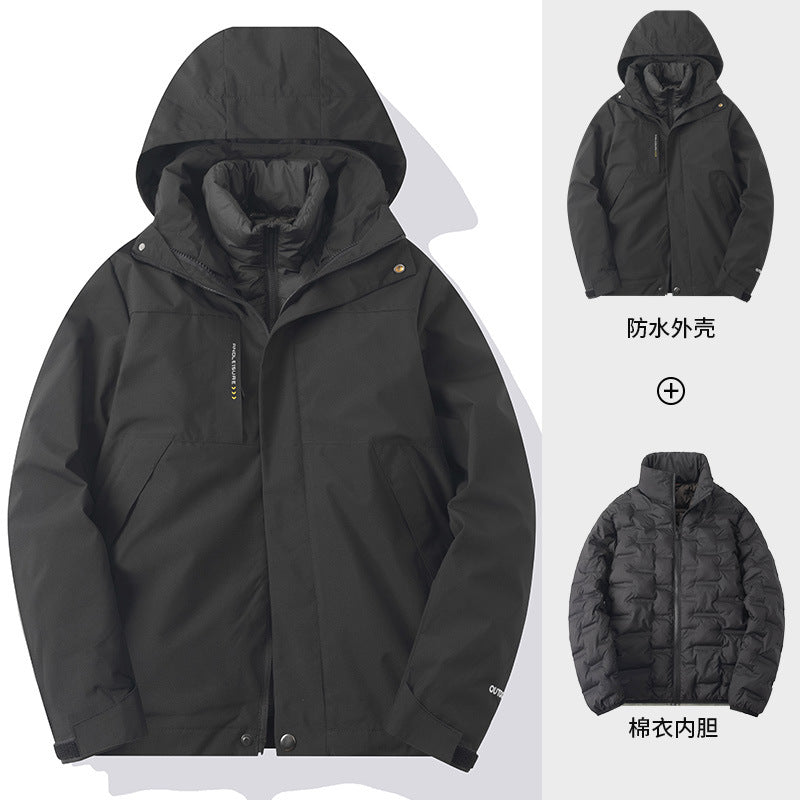 Workwear Custom Logo Winter Three-In-One Jacket for Men and Women, Removable Windproof and Waterproof Jacket with Cotton Lining