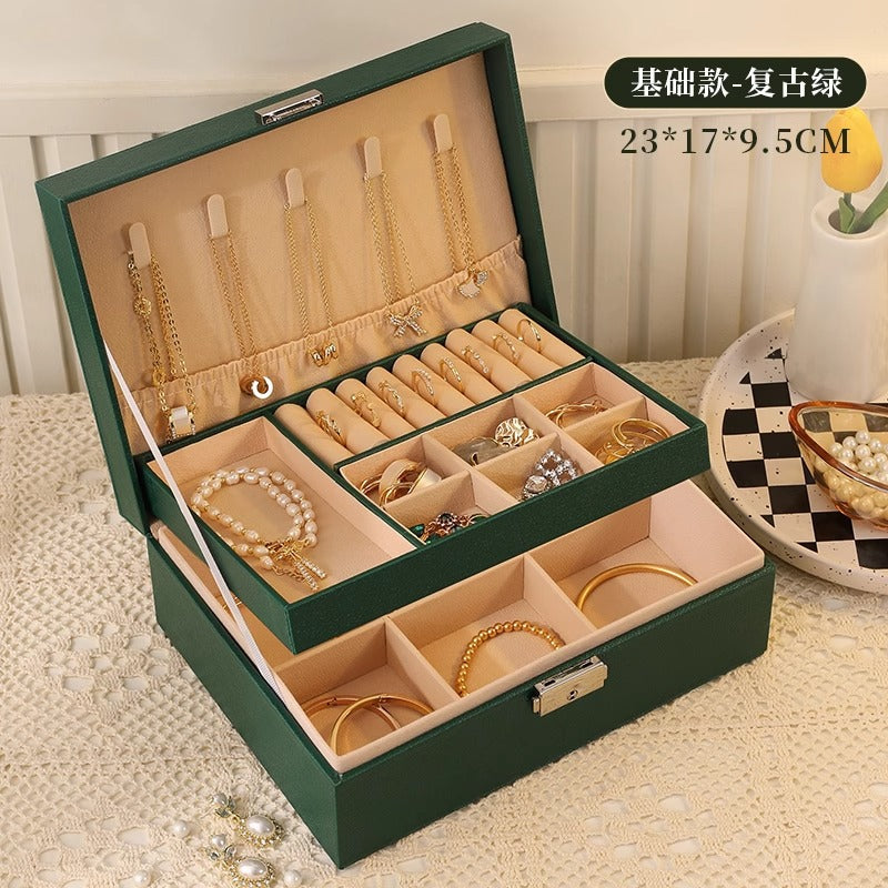 High-end jewelry storage box necklace earrings earrings earrings bracelet ring exquisite jewelry gold jewelry large capacity
