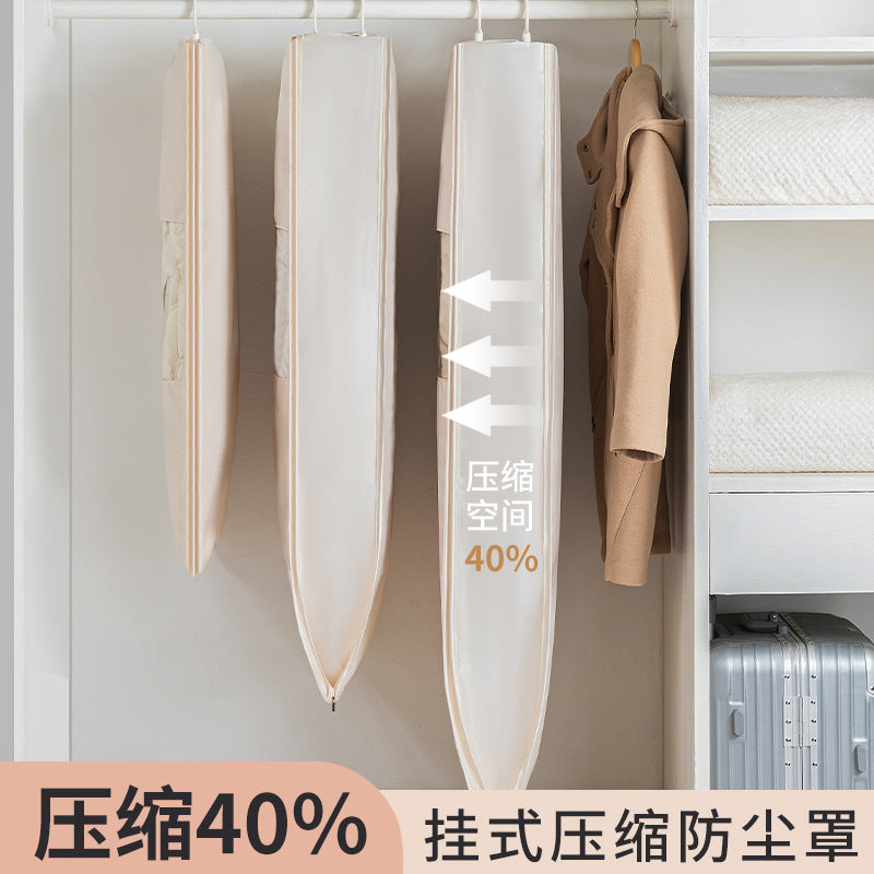 Satin Hanging Bag Compressible Clothes Dust Cover Storage Dust Bag Transparent Hanging Down Jacket Dust Cover