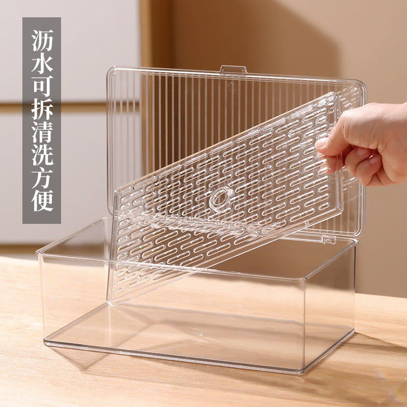 Tea Set Storage Box with Lid Dust-Proof Transparent Tea Table Desktop Tea Cup Storage Rack Kung Fu Teapot Storage Rack