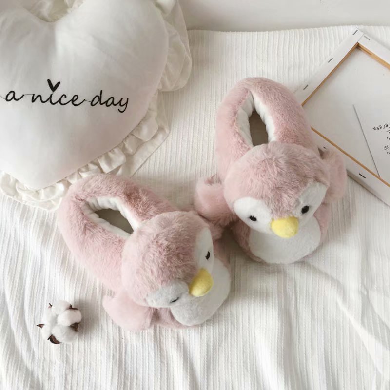 Cute Cartoon Penguin Winter Moon Cotton Shoes Couple Home Creative Bag with Thick-soled Warm Cotton Slippers