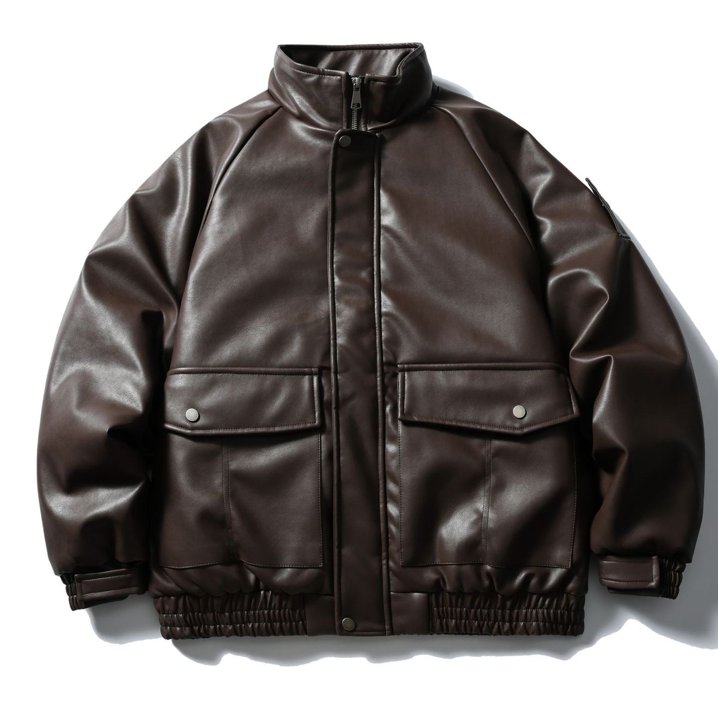 Mr. Song's Cross-Border Trendy American Retro Pu Leather Motorcycle Jacket for Men and Women, Thick Cotton Coat with Large Pockets