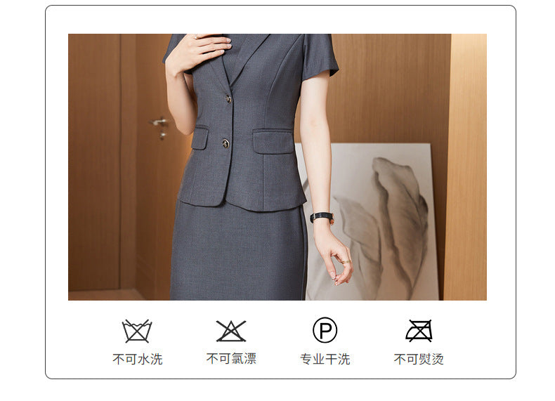Spot New Summer Women's Professional Suit Executive Management Uniform Work Clothes Korean Style Business Suit Short-Sleeved Suit
