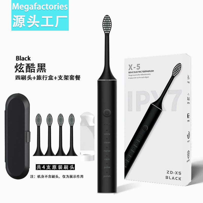 Factory wholesale soft bristle toothbrush flusher portable adult children universal ultrasonic electric toothbrush charging