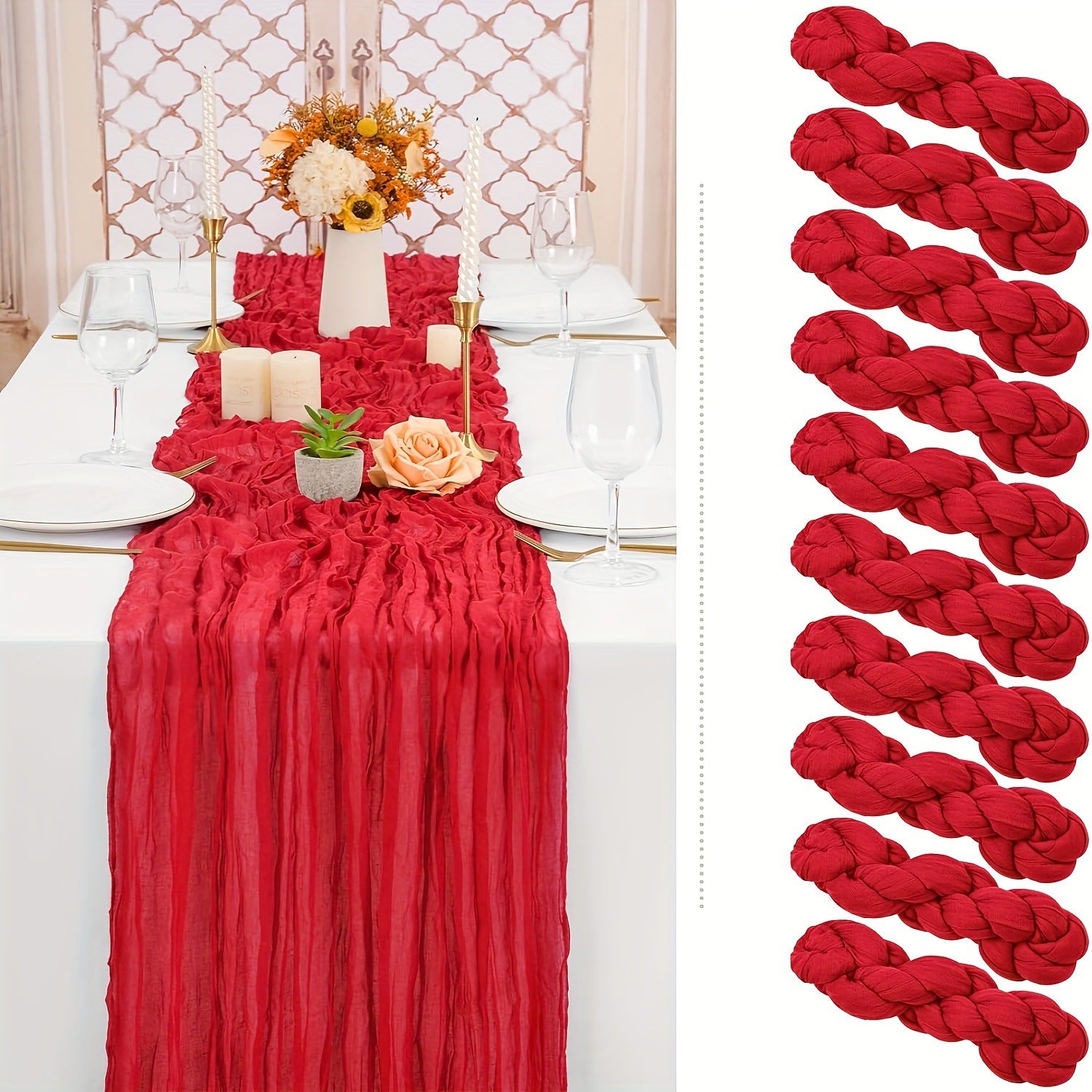 Bali Crepe Table Flag Foreign Trade Western Tablecloth Light Luxury High-End Wedding Party Decoration Pleated Table Flag Wholesale
