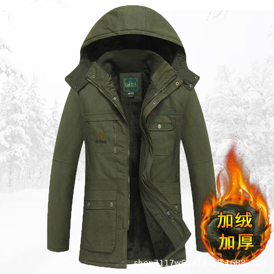 Beicangwang Winter Cotton-Padded Jacket for Men, Fleece-Lined, Thickened, Warm, Cold-Proof, Labor Protection Cotton Coat, Outdoor Cotton Material, Welding Workwear Cotton Jacket