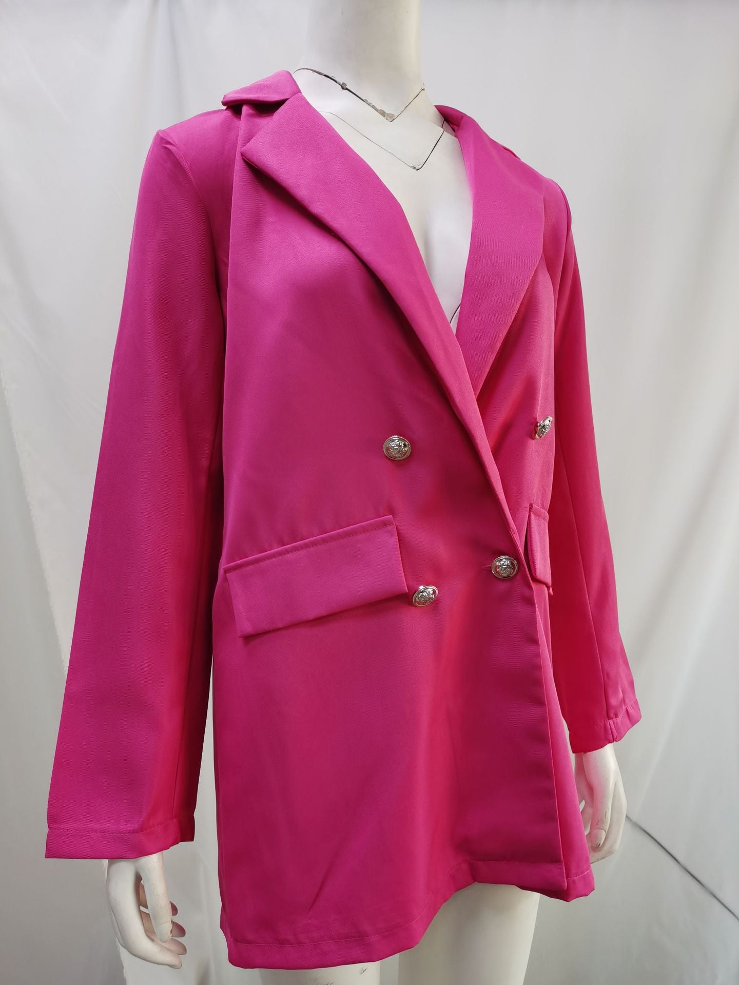 Amazon wish explosions solid color fashion lapel cardigan 2020 Europe and the United States long temperament suit jacket women