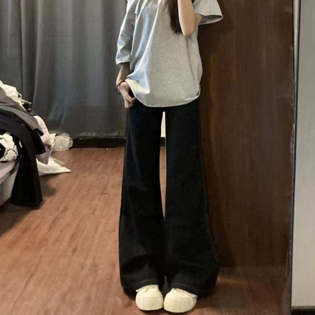 Light Blue Flared Jeans for Women, New Plus Size, Slimming Versatile High-Waisted Wide-Leg Pants with a Stylish Design