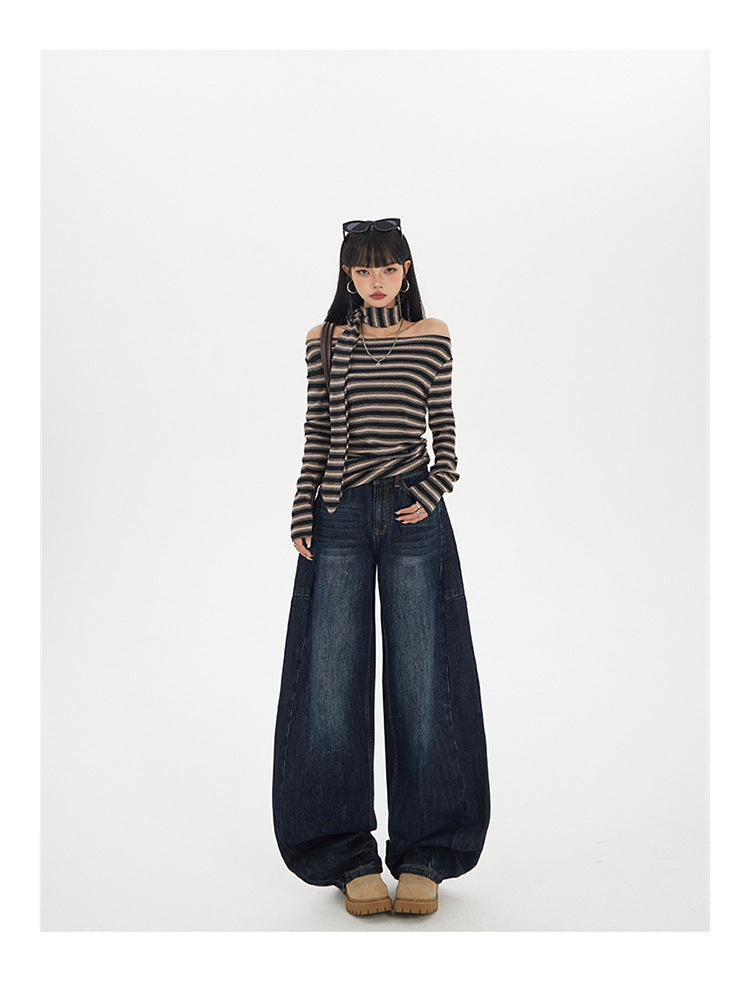 Yc & American Retro Loose Wide-Leg Pants Autumn and Winter Versatile Scimitar Pants Drapey Sickle Jeans Women's New Style