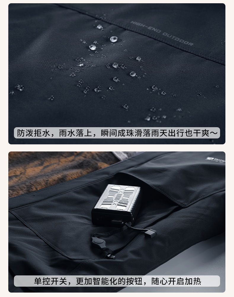 Factory Direct Supply Rechargeable Heated Cotton Jacket for Men, Fleece-Lined Thickened Hooded Coat, Middle-Aged and Elderly Warm Parka