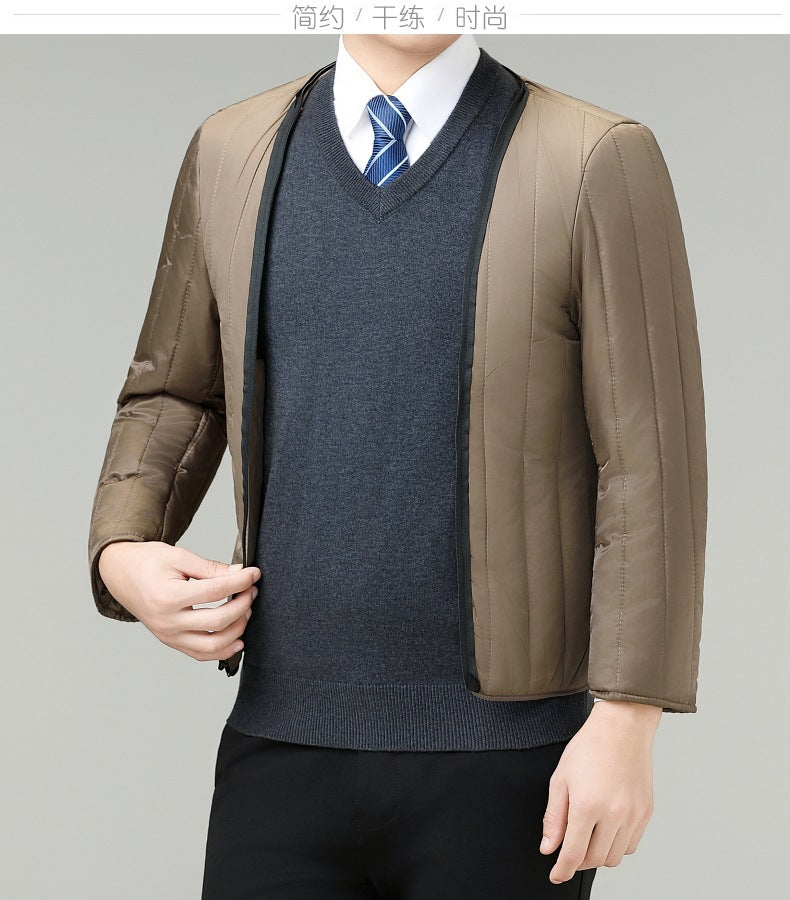 Casual Cotton-Padded Jacket for Small Men, Winter New Style, Dad's Stand-Up Collar Thickeneded Cotton-Padded Jacket, Middle-Aged Removable Liner Jacket